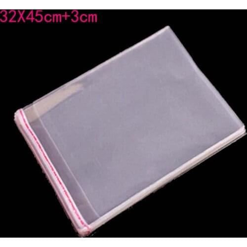 100pcs 32 x 45cm+3cm Crystal Clear Opp Cellophane Transparent Plastic Packaging Bags