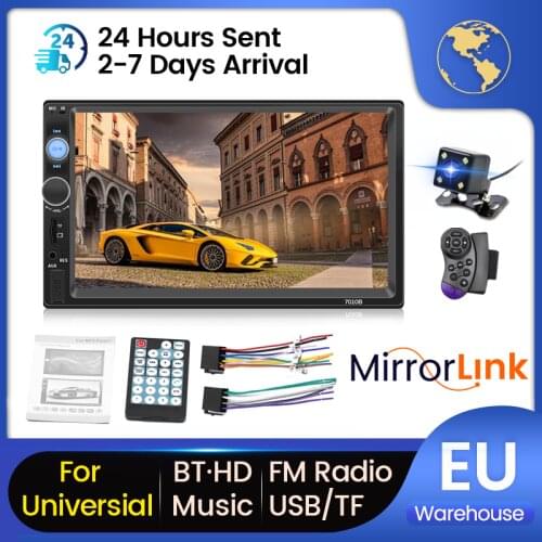 2 din 7" HD Touch Screen Car Multimedia Radio Player MP5 MP3 BT USB TF FM Camera For Toyota KIA Hyundai Nissan BMW VW Car Stereo