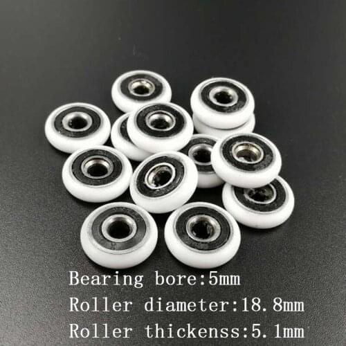 5*18.8*5mm free Shipping bathroom glass door sliding shower door rollers/ pulleys, Outer diameter 19mm,bearing bore 5mm.8pcs/set