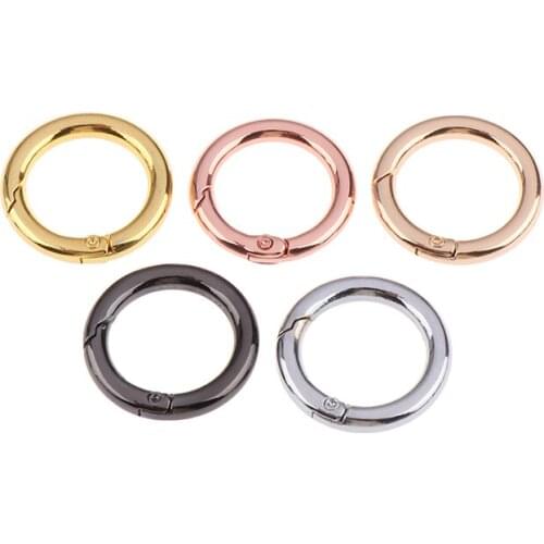 5PCS Round Ring Circle Spring Snap For DIY Keyring Hook Bag Buckle Handbag Purse