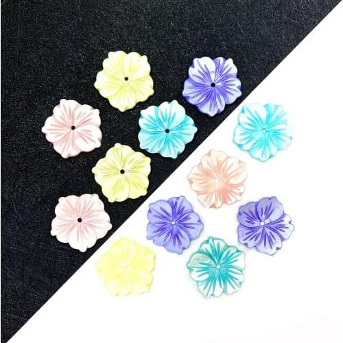 5PCS Natural Shell 18mm Hand-carved Flowers for DIY Handmade, Ladies Fashion Jewelry Necklaces Earrings Jewelry Accessories