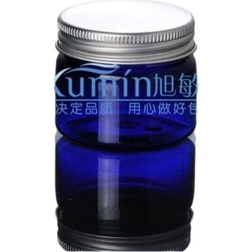 50ml blue PET jar, Pill Container Plastic Medicine Box with silver aluminum Cover, 50g cream Jar Food Grade Material PET Jar
