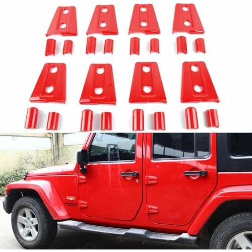 8PCS Red ABS Side Door Hinge Protector Cover For Jeep Wrangler CJ TJ JK 2007