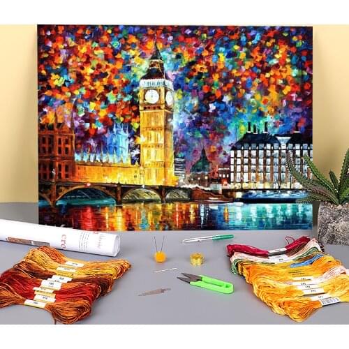 Big Ben London012 Printed Fabric 11CT Cross Stitch Kit DIY Embroidery DMC Threads Handiwork Handmade Painting Wholesale