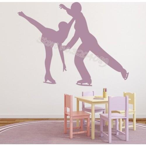 Double Figure Skating Wall Sticker Elegant Ice Skater Vinyl decal Dance Home Decorative Art For GYM Girls Bedroom Mural EB264