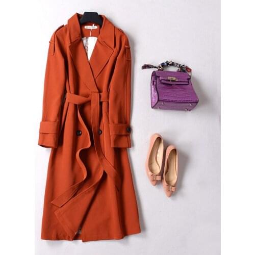 Slim Elegant Trench Coat Ladies Mid-length Single-breasted Belt Womens 2020 New Autumn Temperament Straight Windbreaker Z735
