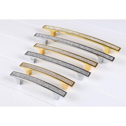 European luxury diamond crystal handle 3.8"modern furniture pull drawer closet handle high-grade wine cabinet wardrobe knob 96mm
