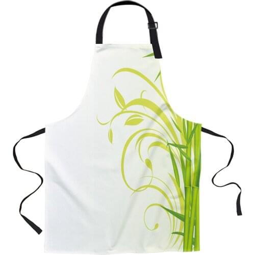 Green Art Bamboo White Aprons for Women Men Kid Cooking Baking Apron Kitchen Utility Equipment Accessories