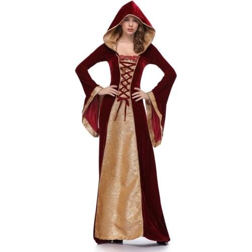 Halloween European Retro Court Dress Womens Witch DresscosplayPrincess Dress Witch Vampire Costume