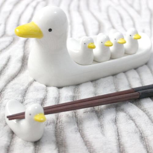 Ceramic dinnerware wedding mats pad shelf cute duck kitchen ware dinner tools fork knife mats 5small + 1big