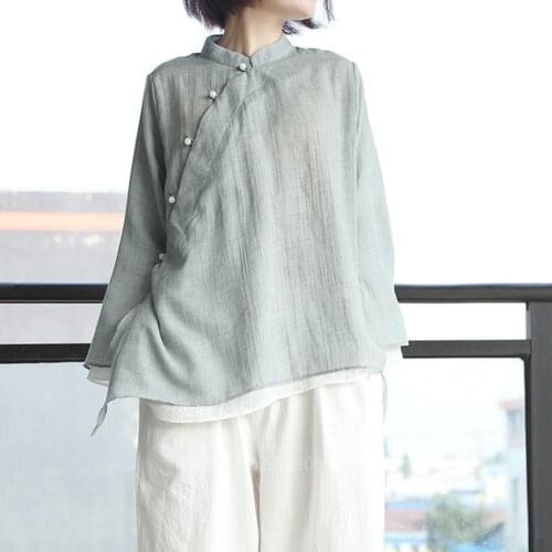 Chinese Clothes for Women Kimono Button Leisure Traditional 3 Pure Color Clothing Top Cardigan Elegant Fashion High Quality Girl