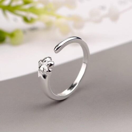 925 Sterling Silver Literary Cat Claw Temperament Korea Wild Personality Fashion Female Resizable Opening Rings SRI142
