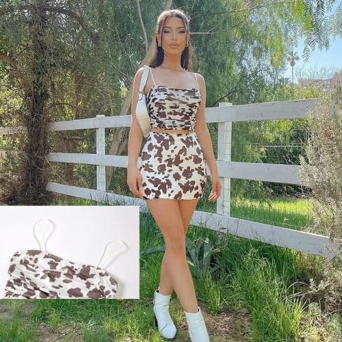 SKMY Tie-Dye Skirt suit 2021 Summer New Camouflage Suspender Vest and Mini Skirt set Womens Fashion Streetwear Sexy Bodycon Set