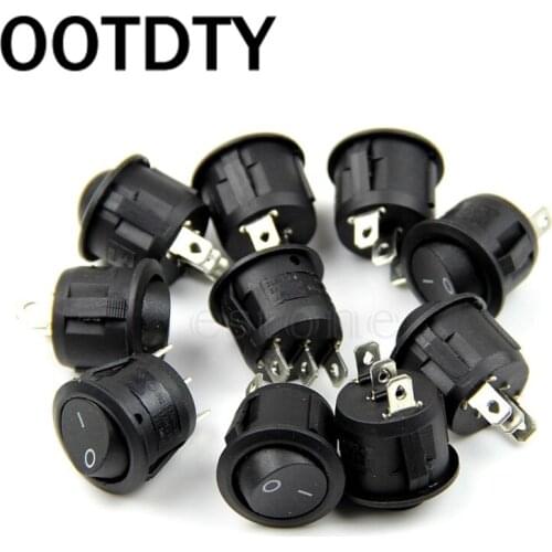 Best Price 5PCS/set Black Mini Round 3 Pin SPDT ON-OFF Rocker Switch Snap-in MON