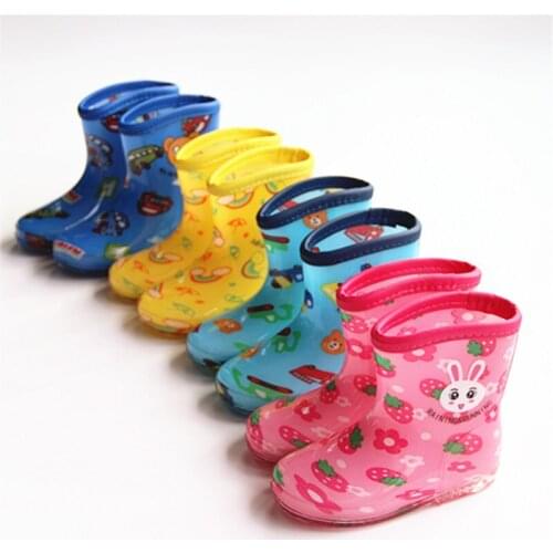 Cute Cat Tail Children Rain Boots Boys Girls Kids Cartoon Waterproof Non-slip Soft Rainboots Kids Baby Water Cartoon Print Shoes