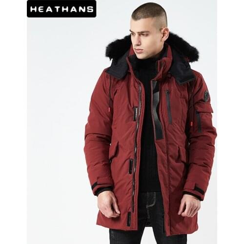 Mens Winter Down Jacket Cotton-Padded Parkas Fur Collar Long Coat Thicken Jacket Parka Coat Male Fashion Casual Coat Size M-3XL