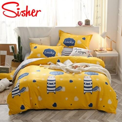 Sisher Nordic Simple Style Bedding Set Kids Cute Bed Linen Cotton/Polyester Duvet Cover Funda Nordica Infantil
