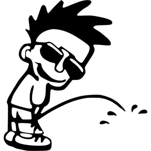 14.3cm*15cm Peeing Cool Boy Decal Car Window Sticker Cartoon Car-styling Black/Silver S6-3293