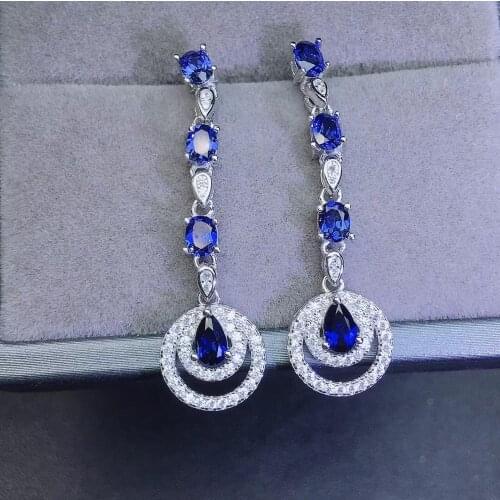 Natural and Real Sapphire earring Free shipping Jewelry Natural real sapphire earring 925 sterling silver Earring
