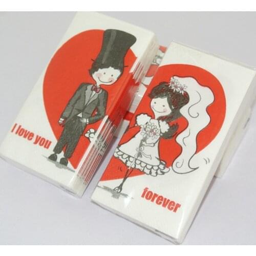 New desgin tissue napkin paper towel printed bride groom heart I love you forever handkerchief wedding serviette banquet party