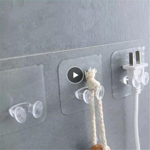 Transparent Strong Self Adhesive Door Wall Hangers Towel Handbag Hooks Plug Multi-Purpose Hook For Kitchen Bathroom Accessories