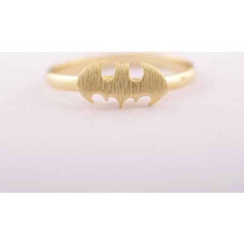 ColorHot Sale Stainless Steel Bat Golden -Plated Ring Kpop Style
