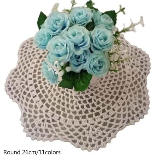 Luxury cotton round placemat cup coaster mug dining kitchen coffee table place mat cloth lace crochet tea doily Christmas pad