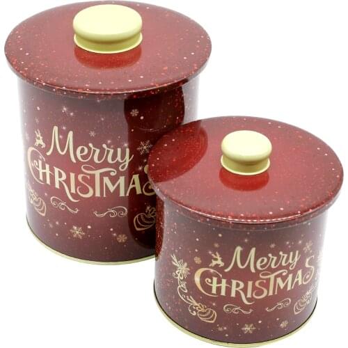 2pcs/set Christmas Gifts New Year Biscuit Snack Candy Storage Box Organizer Coffee Sugar Tin Cans Metal Tank