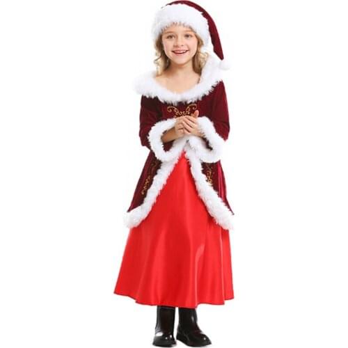 Deluxe Girl Christmas Parent-Child Santa Claus Costume Flannel Naughty Mascot Cosplay Carnival Fancy Party Dress