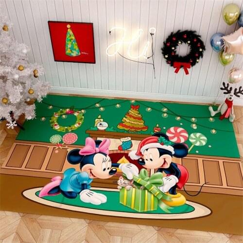 Merry Christmas 160x80cm Kids Play Mat Doormat Mickey Floor Mat Non-slip Mats Christmas Home Decoration Door Mat Disney Rug