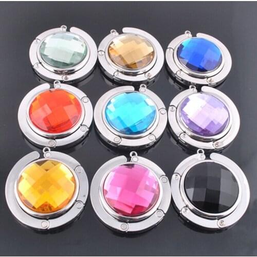 Lowest price 100pcs/lot fashion diamond ruby jewel folding Bag Hanger/holder Purse Hook purse hanger