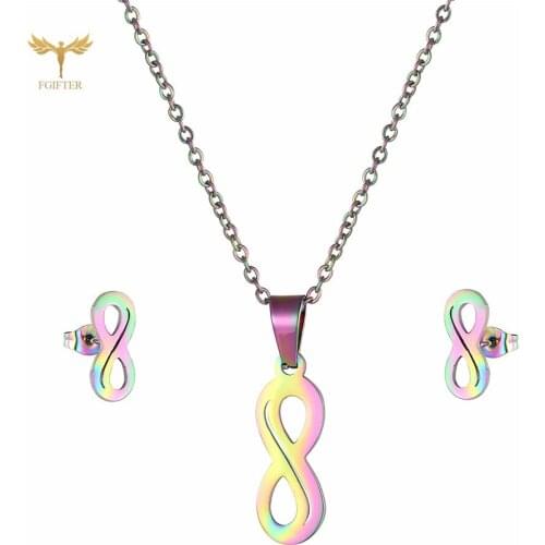 Stainless Steel Figure Pendant Stud Earrings Fashion Womens Jewelry Set Best Birthday Gift for Girlfriend New Collar Earrings