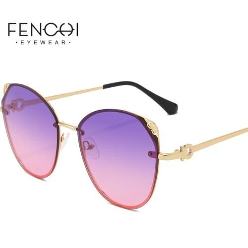 FENCHI Vintage Cat eye Sunglasses Women 2020 Retro Pink Sun Glasses Classic Brand Colorful Eyewear Female Oculos De Sol