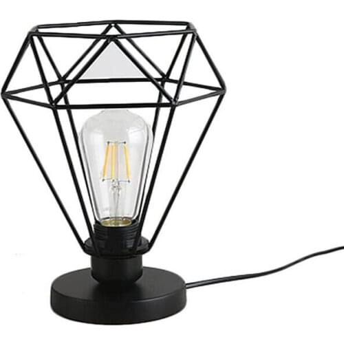 Modern Loft Industrial Retro Metal Cube Table Light Iron Diamond Shade Black Desk Lamps Decro For Cafe Hotel Living Room Porch