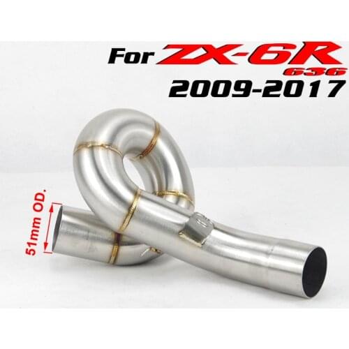 For Kawasaki ZX6R ZX636 2004-2008 2009-2015 Exhaust Muffler Middle Link Pipe Slip-on Escape Moto 51mm Connector Tube Adaptter