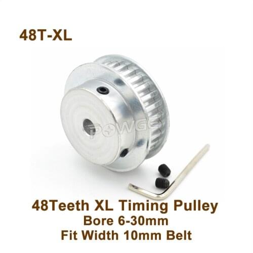 POWGE 48 Teeth XL Timing Pulley Bore 6-30mm Fit Width 10mm XL Synchronous Belt 48T 48Teeth XL Pulley 48-XL