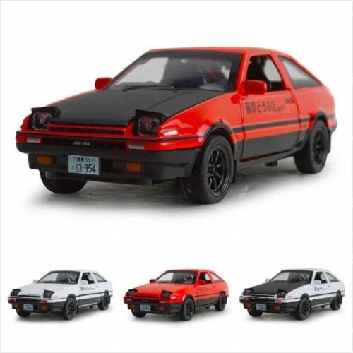 1:28 Initial D TRUENO AE86 MINIAUTO Alloy Diecast Model Car Kids Toys Gift Adult Collection Pull Back Car Sound Light Music