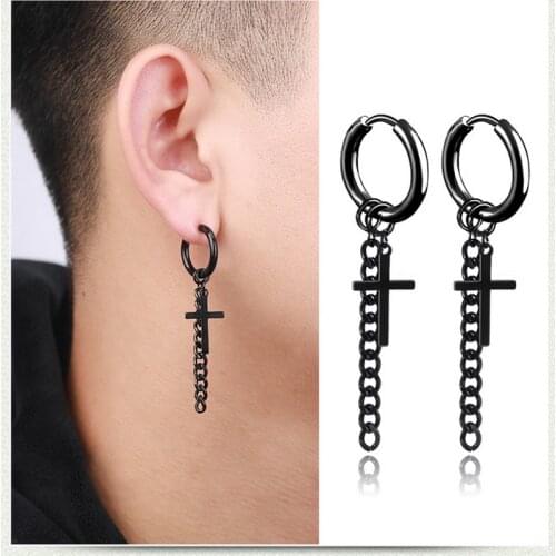 1 Pcs Punk Gothic Black Multiple Styles Stainless Steel Stud Earrings For Men Women Street Pop Hip Hop Ear Accessories Wholesale