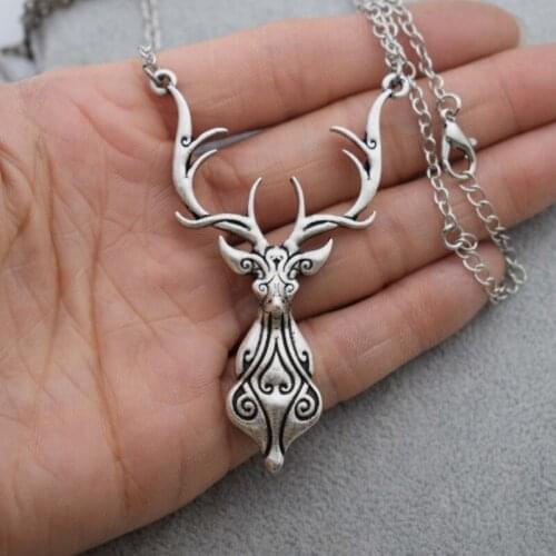 12pcs Vintage Christmas Deer Necklace Diy Handmade Jewelry