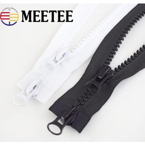 2pcs Meetee 5# 40-300cm Plastic Resin Zippers Black White Open End Zipper for DIY Sewing Coat Clothing Outdoor Tent Accessories
