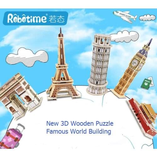 2017 New DIY 3D Wooden Puzzle World Famous Model Building Kits for Children Adults
