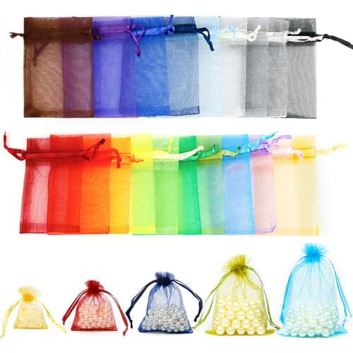 50Pcs Jewelry Organza Bag Sachet Packaging Gift Bags Candy Pouches Wedding gifts for Guests Packing Favors Pouch Bags Sweets