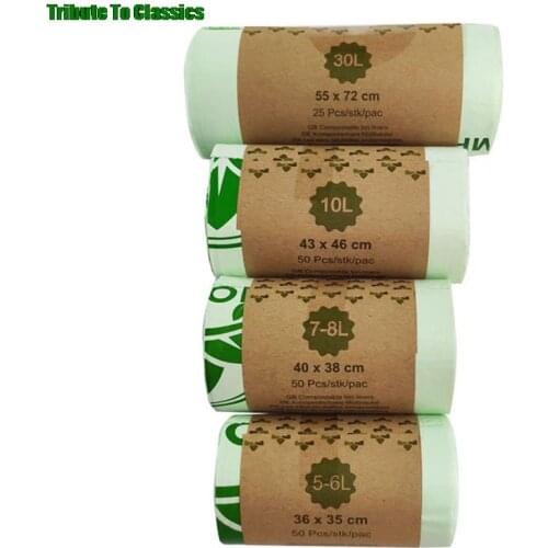 50pcs/roll Kitchen Compostable Bags Degradable Garbage Bags Environmental Protection Biodegradable Garbage Bags