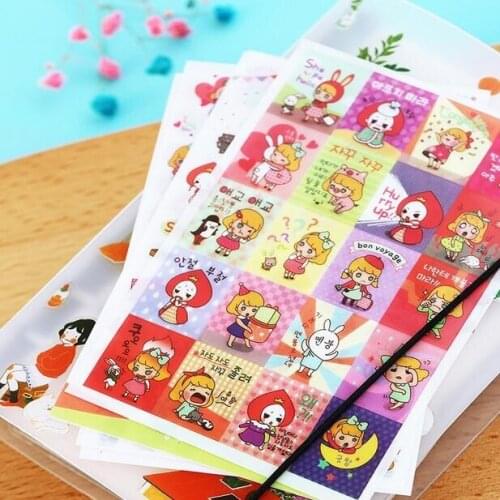 6 pcs/set Kawaii Paper sticker Daily Life Scrapbook Paper Deco Cute Girl Fashion Stationary Sticker Scrapbooking