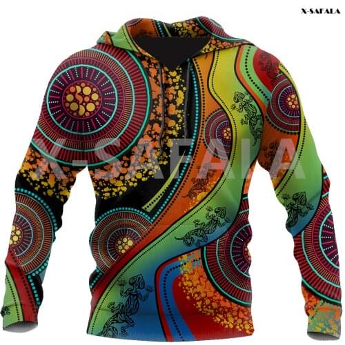 Aboriginal_Australia_Indigenous_Lizard_Painting 3D Printed Hoodie Man Women Harajuku Outwear Zipper Pullover Sweatshirt Casual