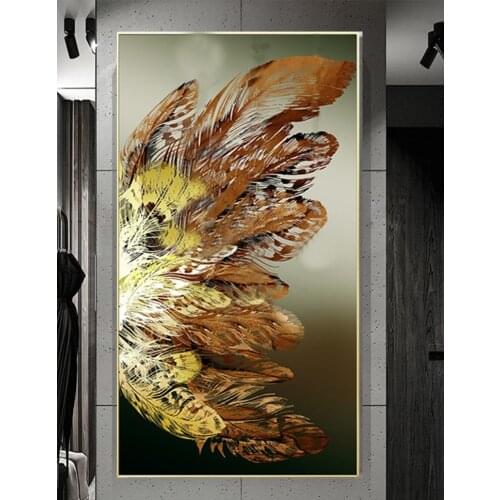 DIY 5D Diamond Painting Full square Round drill Golden Feather wings Mosaic diamonds cross stitch Diamond Embroidery F16
