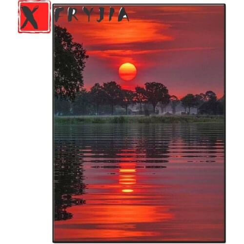 5D DIY Diamond Painting Natural scenery burning clouds cross stitch full square/round diamond embroidery mosaic painting decor