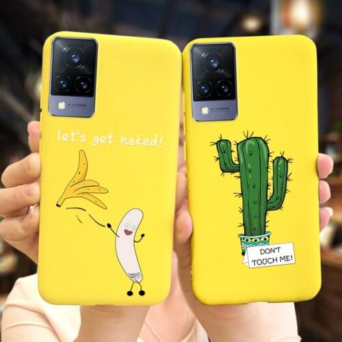 Cute Yellow Cactus Banana Case For Vivo V21 5G V2050 Shockproof Cover Slim Soft Bumper For Vivo V21e 4G V2061 VivoV21 2021 Funda