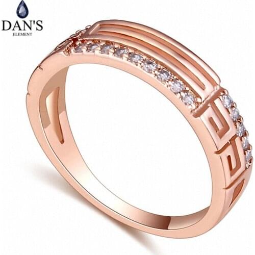 DANS 2 colors Real Brand AAA Zirconia Micro Inlays Simple Vintagle Fashion Ring for women New Sale Hot 116495Rose