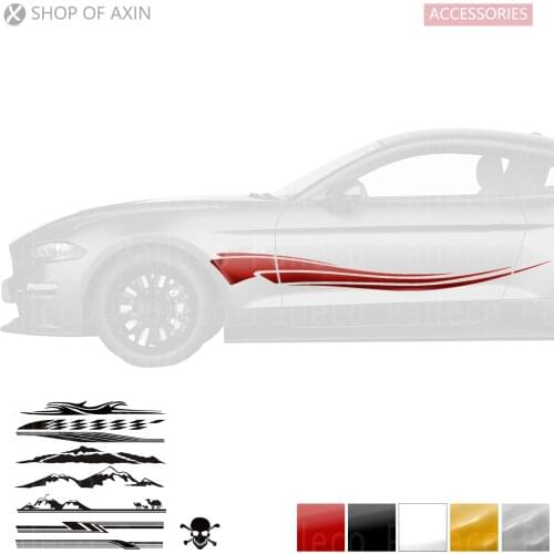 Door Faded Rocker Panel Stripes Vinyl Decal Kit Graphics Sticker (Various styles, Various colors) For Mustang